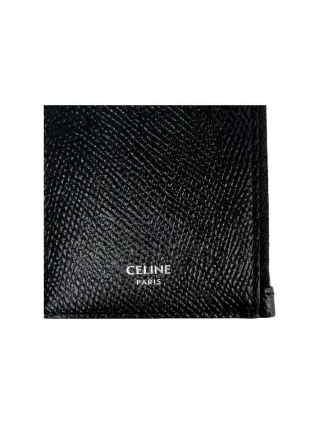 Essential Zipper Compact Grain Calfskin Card Wallet Black - CELINE - BALAAN 4