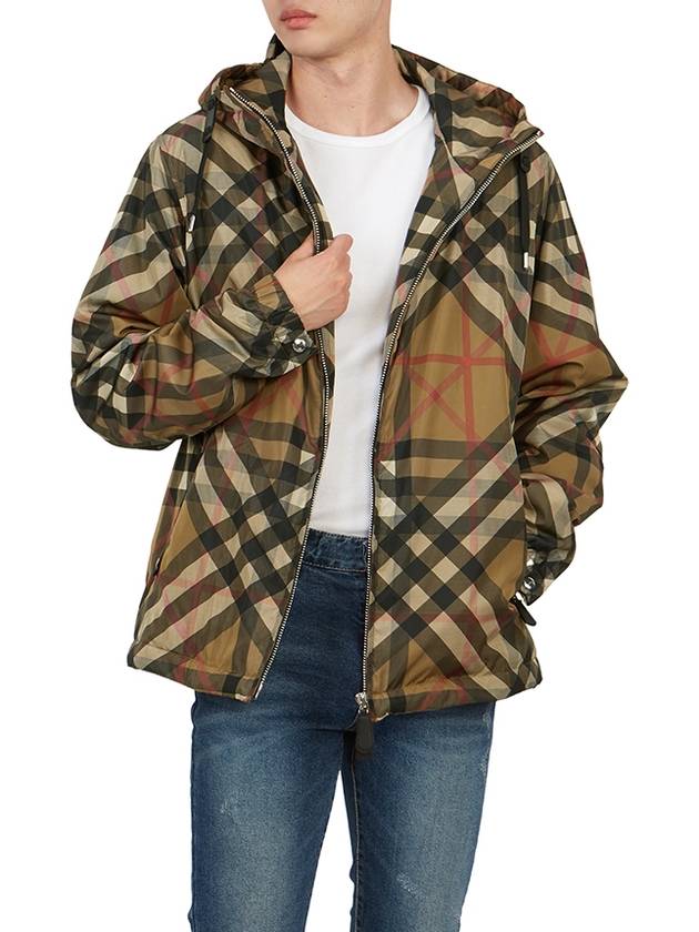 Layered Check Nylon Hooded Jacket Archive Beige - BURBERRY - BALAAN 7