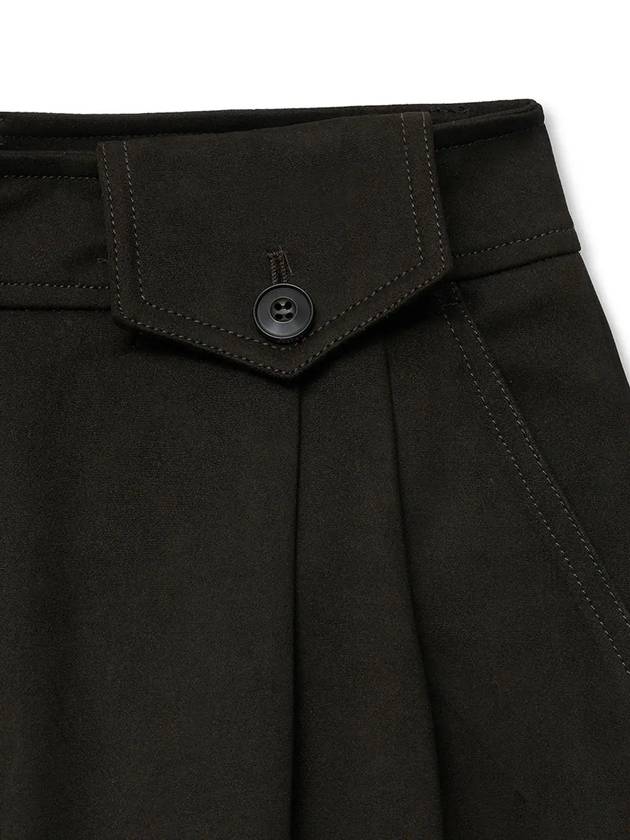 Suede Wide Bermuda Shorts Brown - NOIRER FOR WOMEN - BALAAN 6