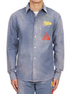 Astro Embroidered Patch Denim Long Sleeve Shirt Light Blue - DIOR - BALAAN 3