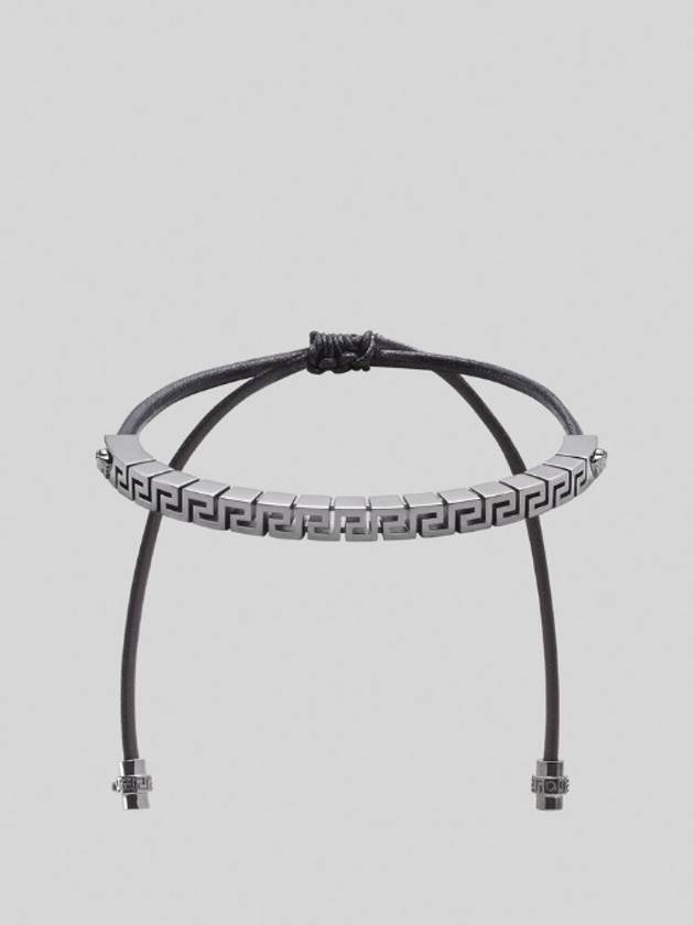 Greca Logo Metal Bracelet Black Silver - VERSACE - BALAAN.