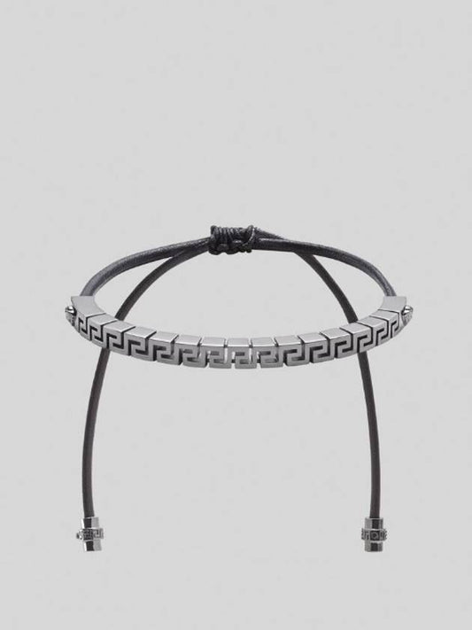 Greca Logo Metal Bracelet Black Silver - VERSACE - BALAAN.