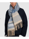 Logo Patch Fringe Muffler Denim Blue - ACNE STUDIOS - BALAAN 6