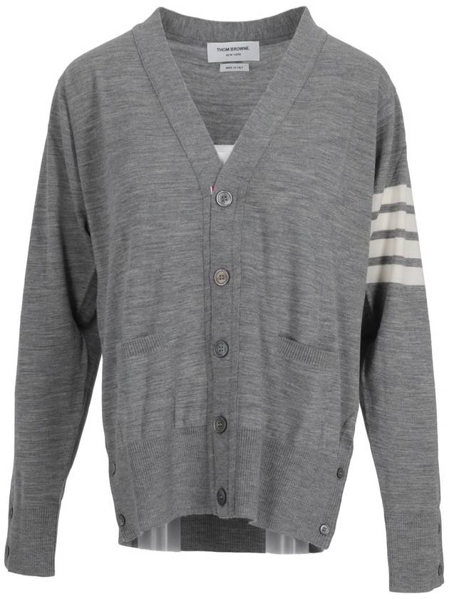 Men's Sustainable Classic Diagonal Wool Cardigan Medium Grey - THOM BROWNE - BALAAN 2