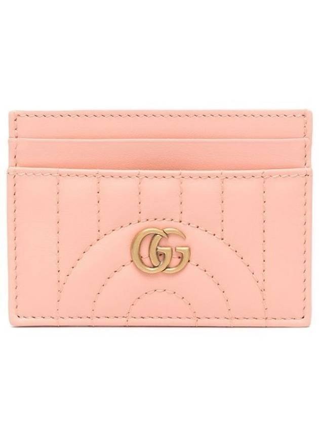 GG Marmont Matelasse 2-Tier Card Wallet Peach - GUCCI - BALAAN 1