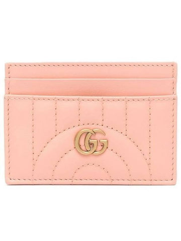 GG Marmont Matelasse 2-Tier Card Wallet Peach - GUCCI - BALAAN 1