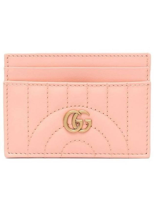 GG Marmont Matelasse 2-Tier Card Wallet Peach - GUCCI - BALAAN 1