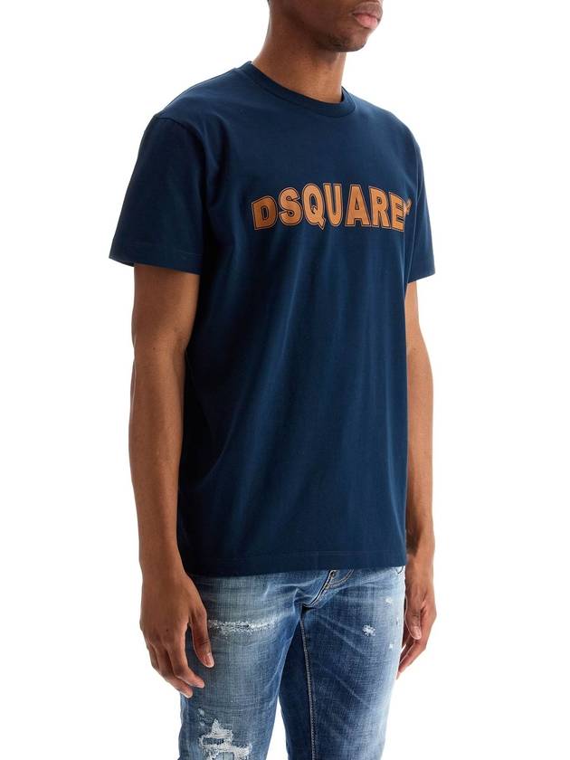 t-shirt in cotone blu navy con scollo ampio - DSQUARED2 - BALAAN 2