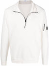 Lens Wappen Fleece Half Zip Up Sweatshirt White - CP COMPANY - BALAAN 1