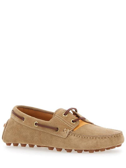 'Gommino' Beige Loafers With Woven Tie In Suede Woman - TOD'S - BALAAN 2