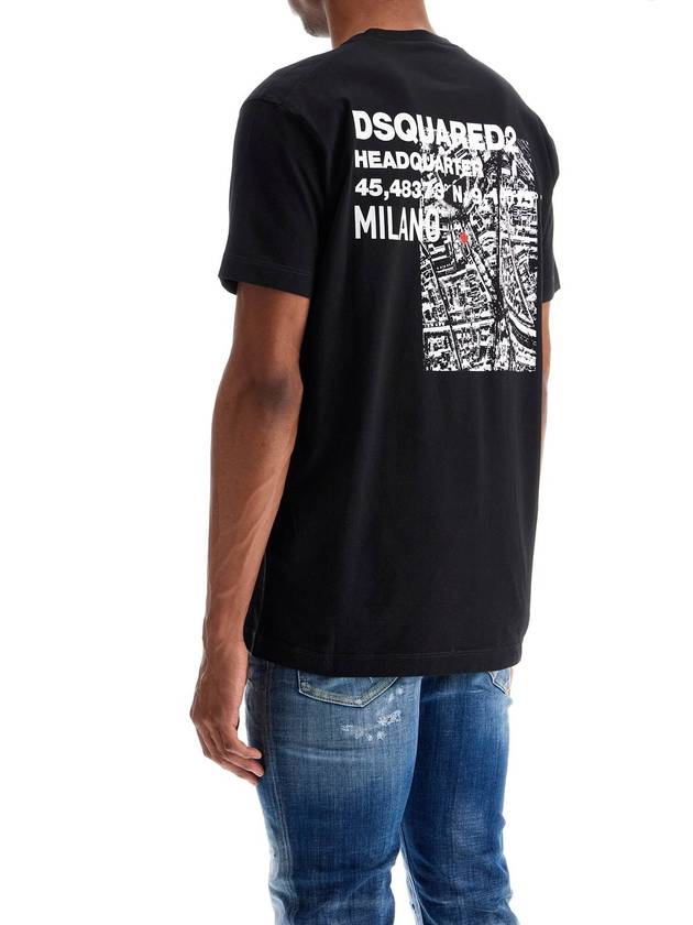 black cotton t-shirt with embroidered logo - DSQUARED2 - BALAAN 3