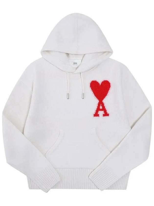 Big Heart Logo Wool Hoodie White - AMI - BALAAN 6