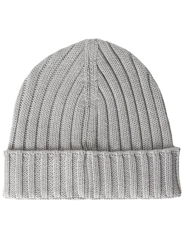 Extra Fine Merino Wool Logo Beanie Grey - CP COMPANY - BALAAN 3