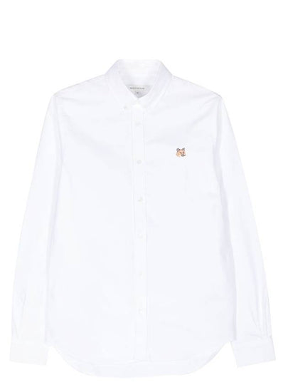 Fox Head Embroidery Long Sleeve Shirt White - MAISON KITSUNE - BALAAN 2