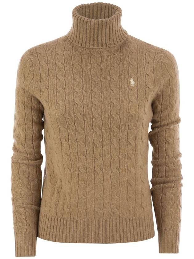 Wool and cashmere cable-knit turtleneck sweater - POLO RALPH LAUREN - BALAAN 1