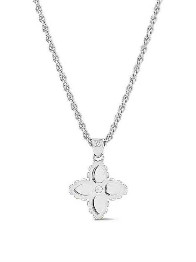 LV Flower Studs Pendant Necklace Silver - LOUIS VUITTON - BALAAN 3