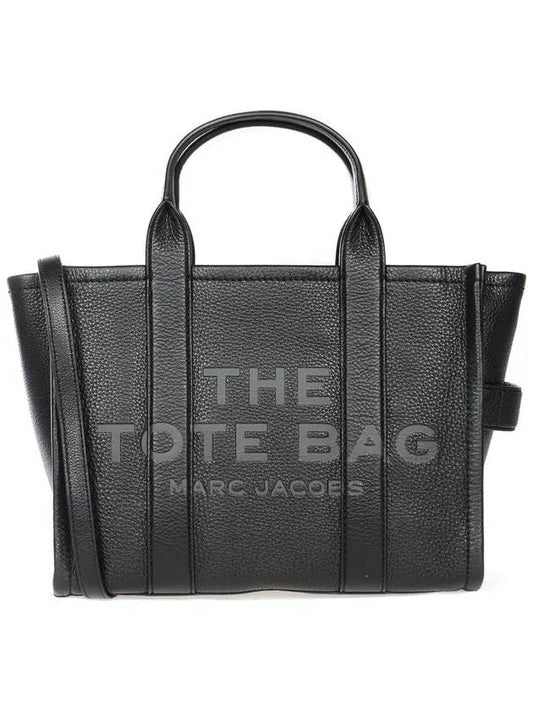 Logo Medium Leather Tote Bag Black - MARC JACOBS - BALAAN 1