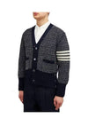 Mohair Tweed 4-Bar Classic V-neck Cardigan Navy - THOM BROWNE - BALAAN 4