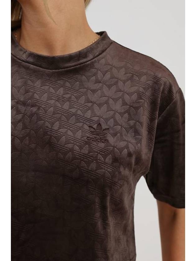 Monogram Velvet Crop Short Sleeve T-Shirt Brown - ADIDAS - BALAAN 3