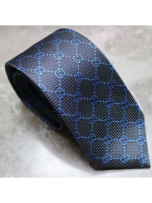 GG Pattern Silk Tie Navy - GUCCI - BALAAN 2