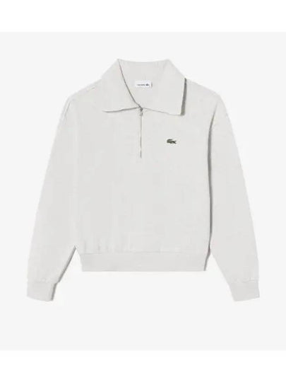 Women's Green Croc Half Zip Up Sweatshirt Off White - LACOSTE - BALAAN 2