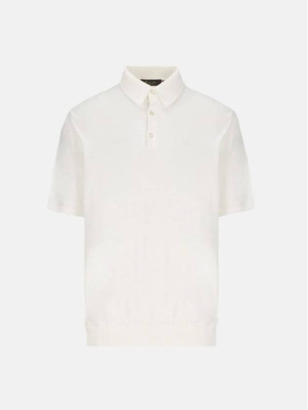 Men's MM Cotton Short Sleeve Polo Shirt White - LORO PIANA - BALAAN 2