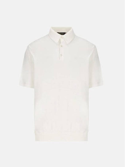 Men's MM Cotton Short Sleeve Polo Shirt White - LORO PIANA - BALAAN 2