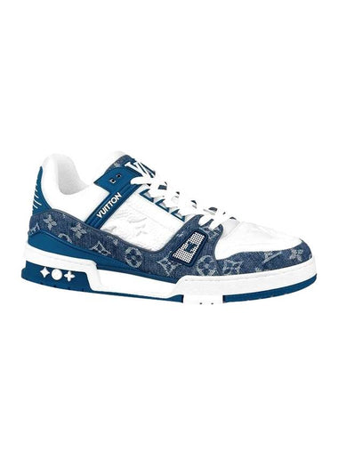 LV Trainer Monogram Low Top SneakersWhite Blue - LOUIS VUITTON - BALAAN 1