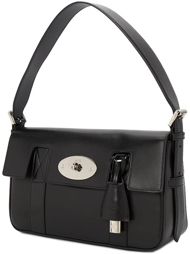 East West Bayswater Smooth Shiny Classic Calf Shoulder Bag Black - MULBERRY - BALAAN 3