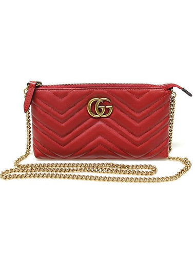 443447 Red matelass gold chain GG Marmont mini cross bag - GUCCI - BALAAN 1