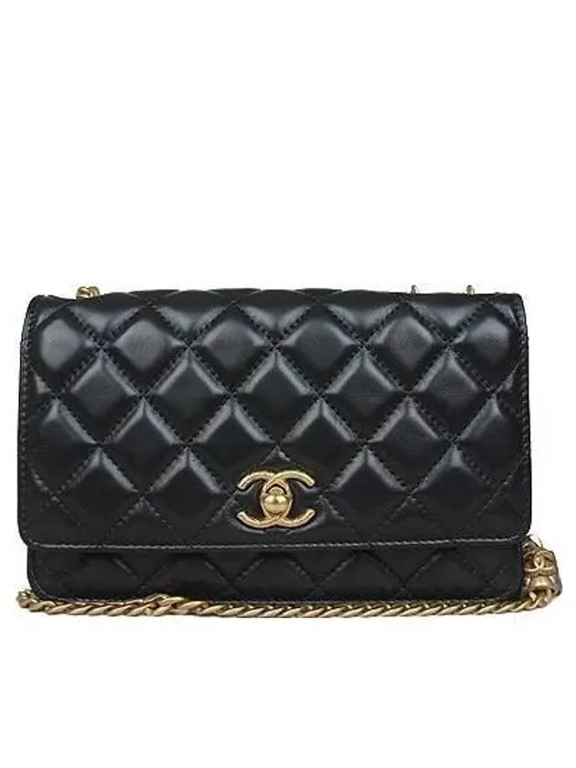 AP3043 COCO Gold Plated Black Lambskin WOC Medal Chain Cross Bag 2 - CHANEL - BALAAN 2