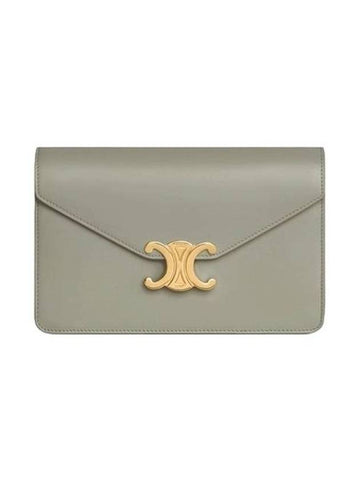 Triomphe Chain Shiny Calfskin Half Wallet Green Clay - CELINE - BALAAN 1