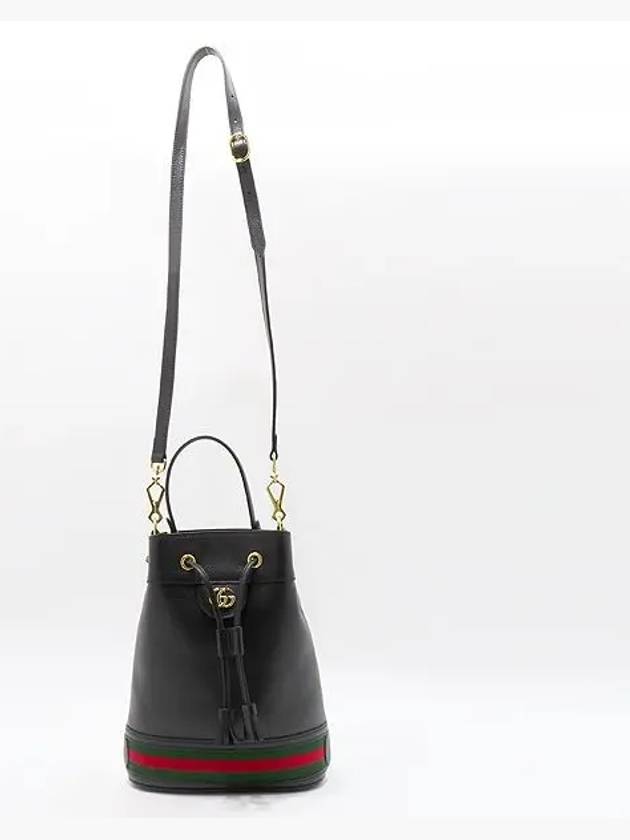 610846 Black Leather Web Stripe Ophidia Small Bucket Tote Bag Shoulder Strap 2WAY - GUCCI - BALAAN 4