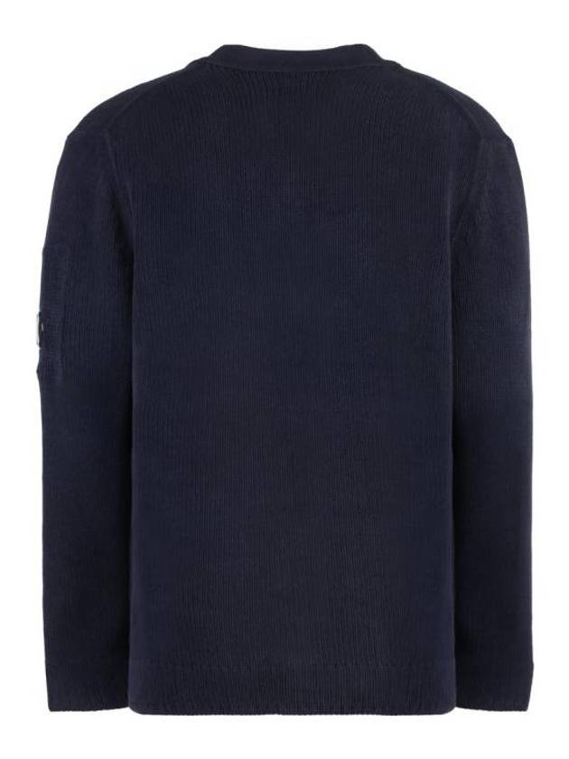 Cotton Chenille Buttoned Cardigan Blue - CP COMPANY - BALAAN 3