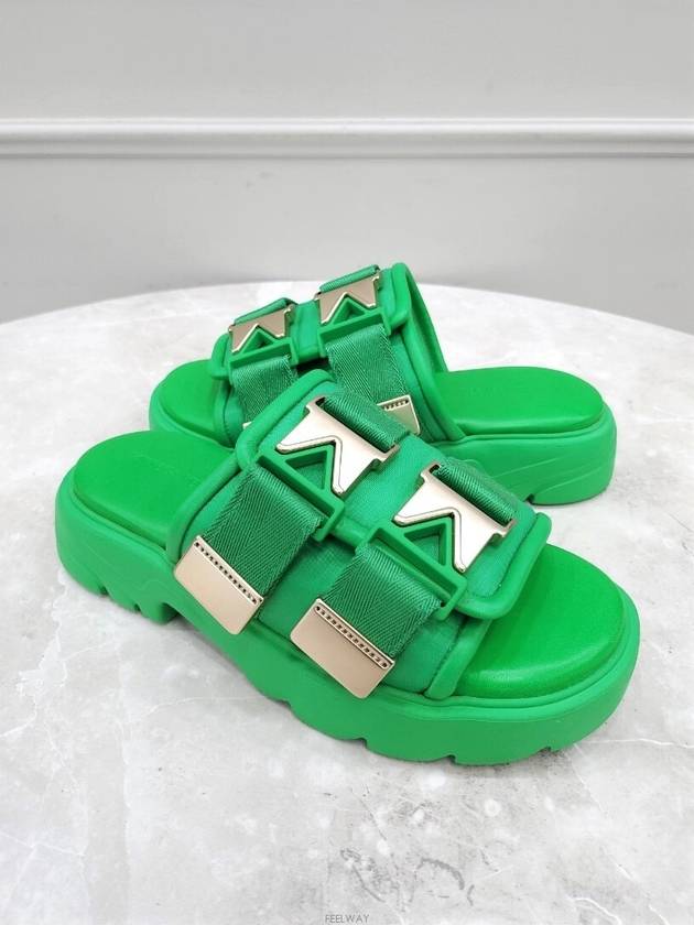 Lux You 37 Green Velcro Buckle Slippers - BOTTEGA VENETA - BALAAN 3