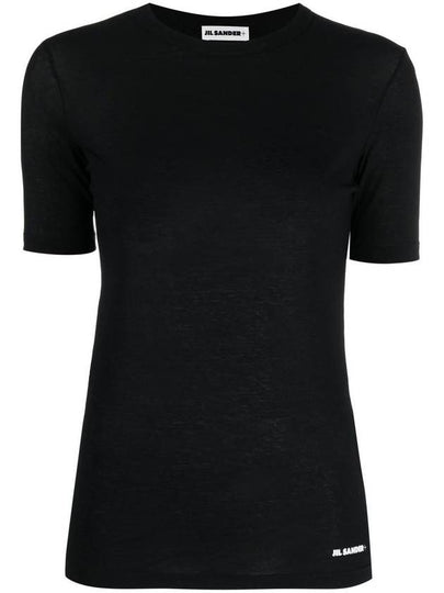 Logo Crew Neck Cotton Short Sleeve T-shirt Black - JIL SANDER - BALAAN 2