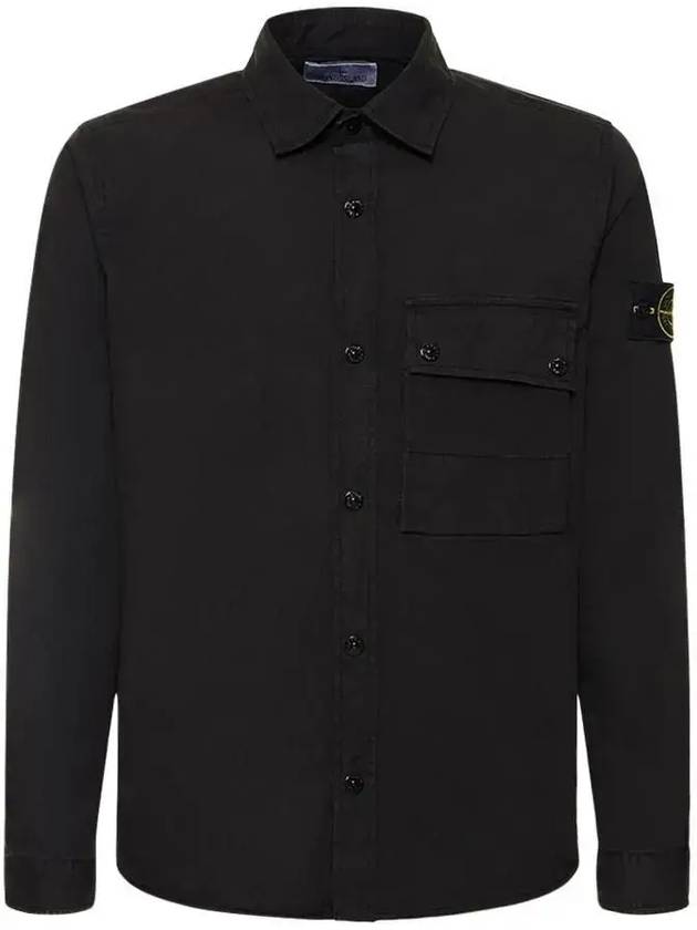 Men's Wappen Patch Long Sleeve Shirt Black - STONE ISLAND - BALAAN 1