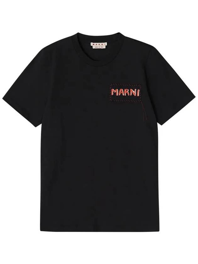 Stitch Logo Short Sleeve T-Shirt Black - MARNI - BALAAN 2