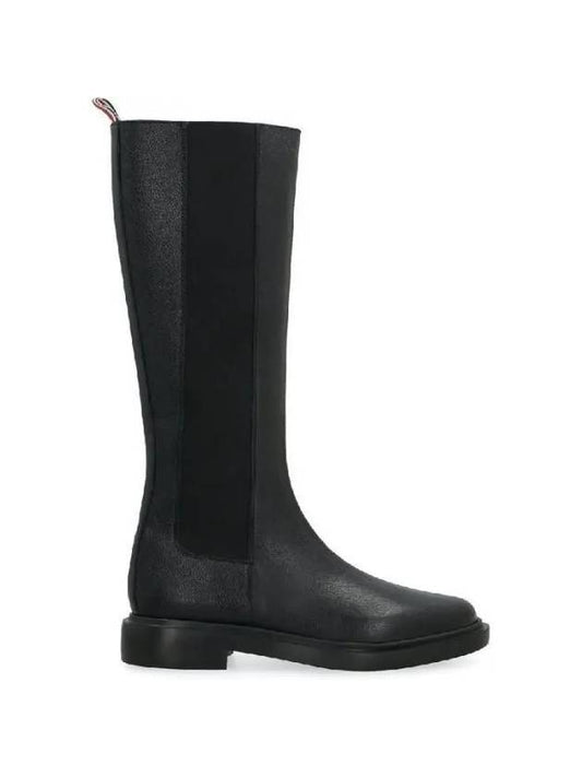 Logo Pebble Leather Chelsea Long Boots Black - THOM BROWNE - BALAAN 2