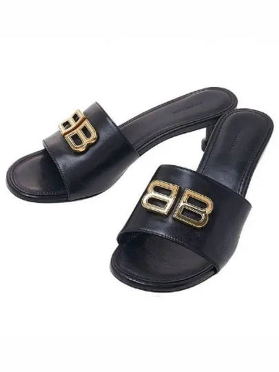 BB Leather Slipper Heels Black - BALENCIAGA - BALAAN 2