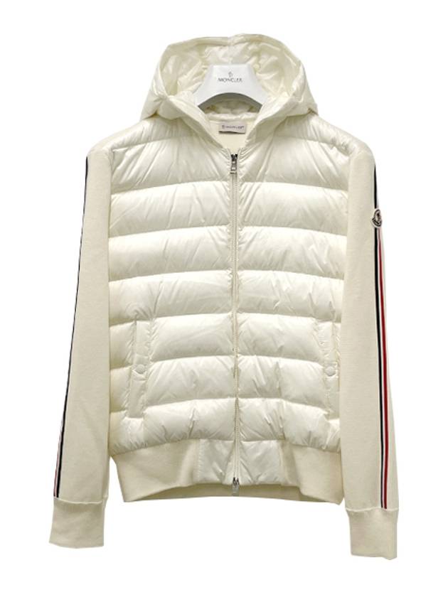 Logo Patch Padded Wool Hooded Jacket White - MONCLER - BALAAN 3