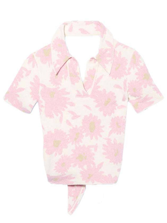 Women's Le Polo Bagnu Knit Top Pink Flower - JACQUEMUS - BALAAN 1