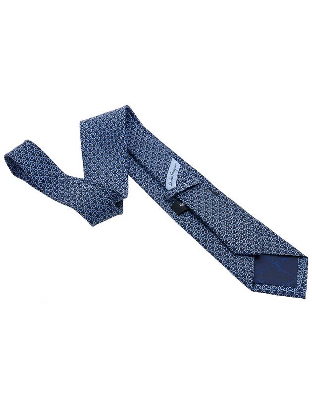 Gancini Print Silk Tie Blue Marine - SALVATORE FERRAGAMO - BALAAN 5