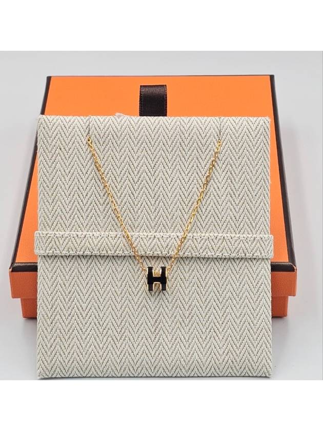 Mini Pop H Pendant Necklace Gold Noir - HERMES - BALAAN 7