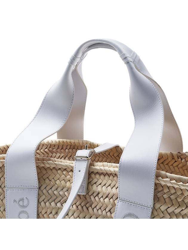 Sense Medium Raffia Basket Tote Bag Beige White - CHLOE - BALAAN 8