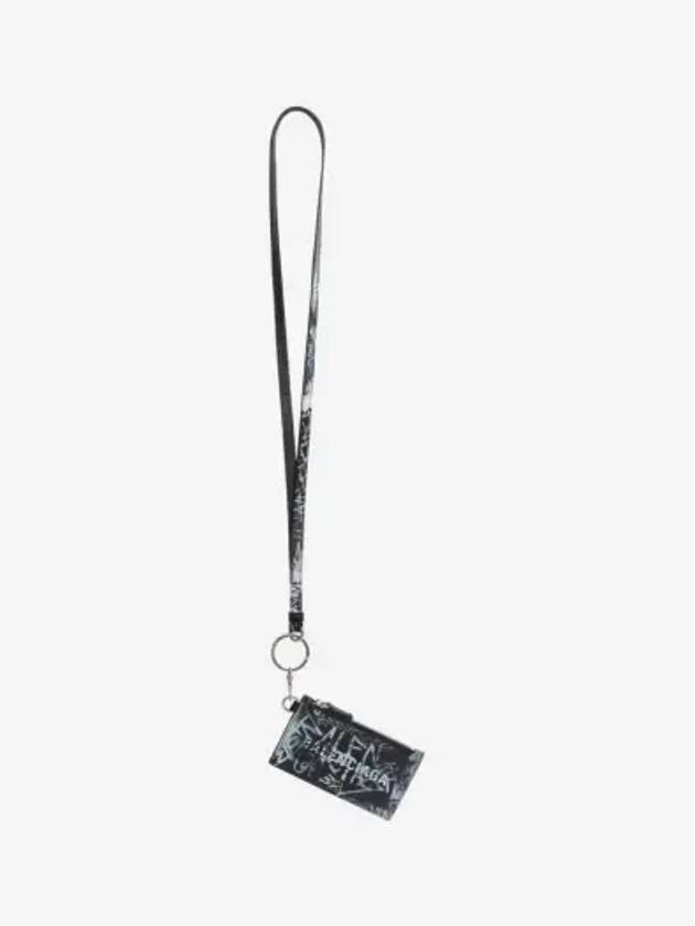 Graffiti Logo Keyring Card Wallet Black - BALENCIAGA - BALAAN 3