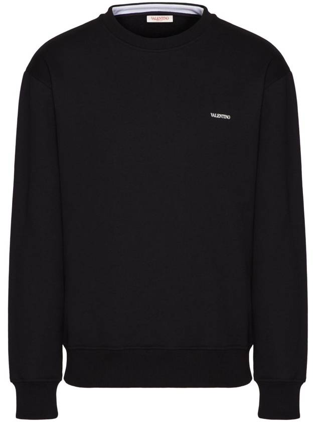 Print Cotton Crewneck Sweatshirt Black - VALENTINO - BALAAN 2