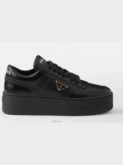 Downtown Bold Leather Low Top Sneakers Black - PRADA - BALAAN 2