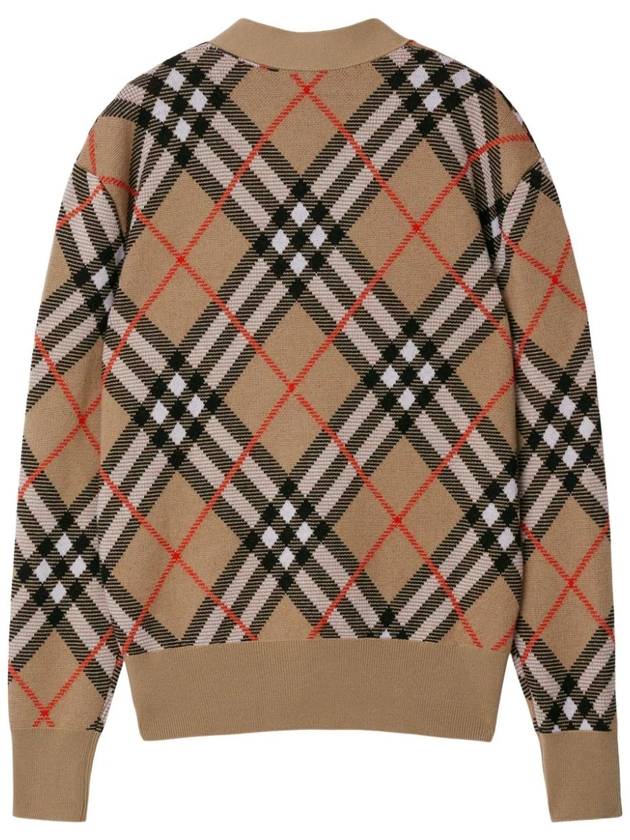 Check Wool Blend Cardigan Beige - BURBERRY - BALAAN 3