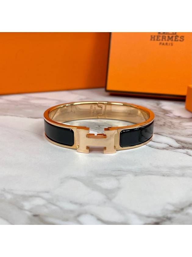 Clic H Bracelet Rose Gold Noir - HERMES - BALAAN 6